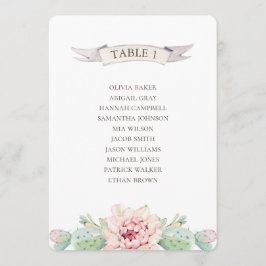 Invitación Cactus floral y suculento. Gráfico de asientos de