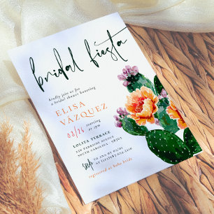Invitación Cactus Flores Negrita Colorida Fiesta Bridal Ducha