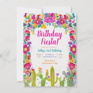 Invitación Cactus Flower Mexicana Fiesta de Cumpleaños