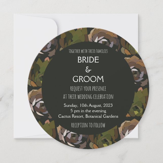 Invitación Cactus Garden Salve Boda Botánico Verde (Anverso)