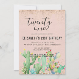Invitación Cactus Garden Tema 21 Fiesta de cumpleaños