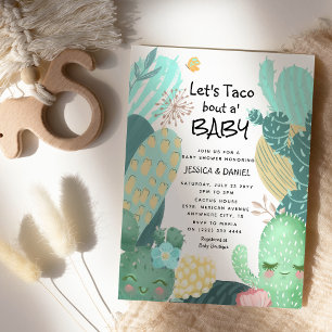 Invitación Cactus "Let's Taco about a Baby" Pareja Baby Showe