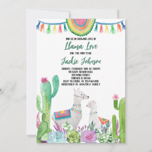 Invitación Cactus Llama Baby Shower
