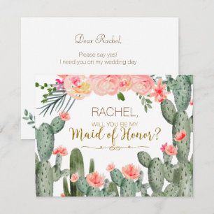 Invitación Cactus Mexican Will You Be My Maid Card