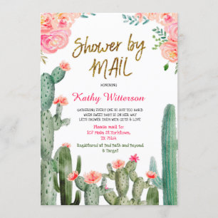 Invitación Cactus mexicano Baby Shower por correo
