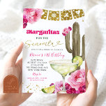 Invitación Cactus mexicano caliente Fiesta floral Margarita<br><div class="desc">Cactus mexicana caliente Fiesta Margarita cumpleaños Invitación</div>