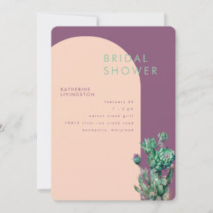 Invitación Cactus Orquídea y Geométrico Rosa Bridal Shower
