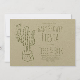Invitación Cactus Saguaro Dibujado a Mano Verde Baby Shower