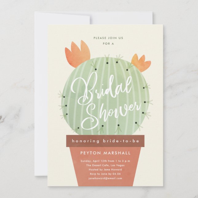 Invitación Cactus Script Despedida de Soltera (Anverso)