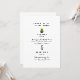Invitación Cactus Simple Two Venue White Wedding Invitation