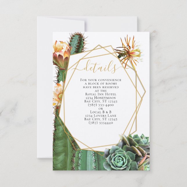 Invitación Cactus Succulent Greenery Boda (Anverso)
