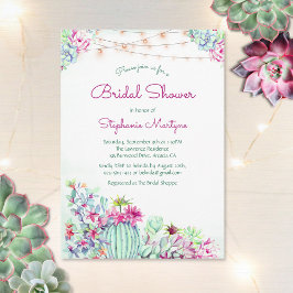 Invitación Cactus Suculent String Lights Bridal Shower