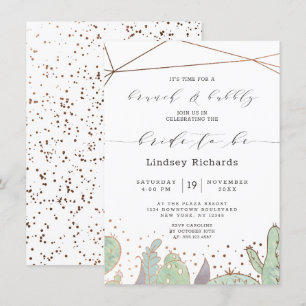 Invitación Cactus Suculent Terrarium Brunch & Bubbly Shower