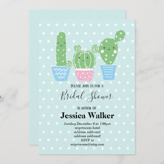 Invitación cactus, suculenta, linda fiesta de arte, mexicana, (Anverso / Reverso)