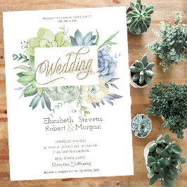 Invitación Cactus Suculentas Puntos de Lunares Acuarela Boda