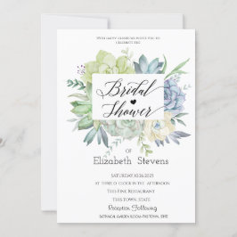 Invitación Cactus Suculentas Puntos Verdes Desayuno de Novia