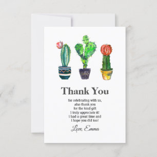 Invitación cactus, suculento, acuarela, fiesta, gracias