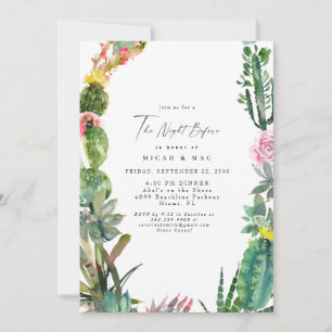 Invitación Cactus Suculento Simple Moderno La Noche Antes