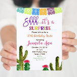 Invitación Cactus Surprise Fiesta de Cumpleaños<br><div class="desc">Shhh es una invitación sorpresa de cumpleaños. La redacción puede ser personalizada en cualquier ocasión.</div>