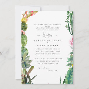 Invitación Cactus Tropical Elegant Wedting