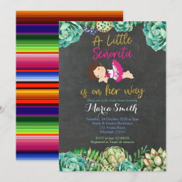 Invitación Cactus Verde Fiesta Baby Senorita Baby Shower