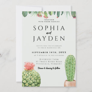 Invitación Cactus Watercolor Sage Garden Desert Green Boda