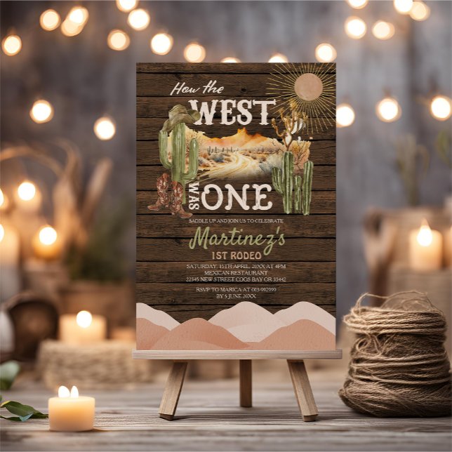 Invitación Cactus Wood Cómo Occidente Era Un Vaquero De Cumpl (Subido por el creador)