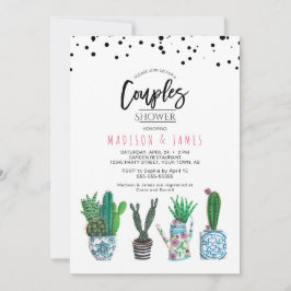 Invitación Cactus y puntos verdes modernos | Ducha de pareja