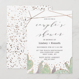 Invitación Cactus y Suculentas Duchas de Boda Geométricas