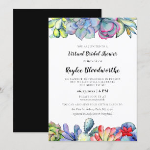 Invitación Cactus y suculentos Ducha virtual de novias