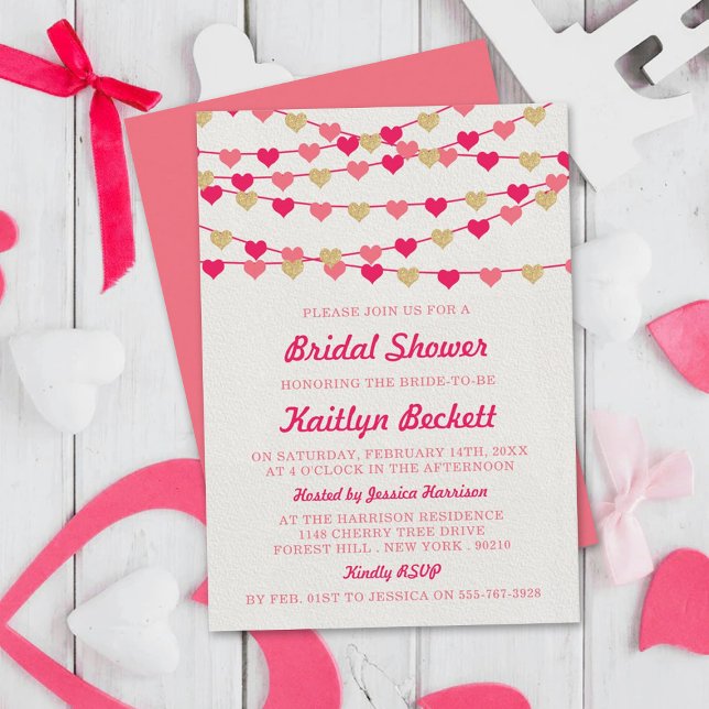 Invitación Cadena colgante Amor Corazones Bridal Shower (Subido por el creador)