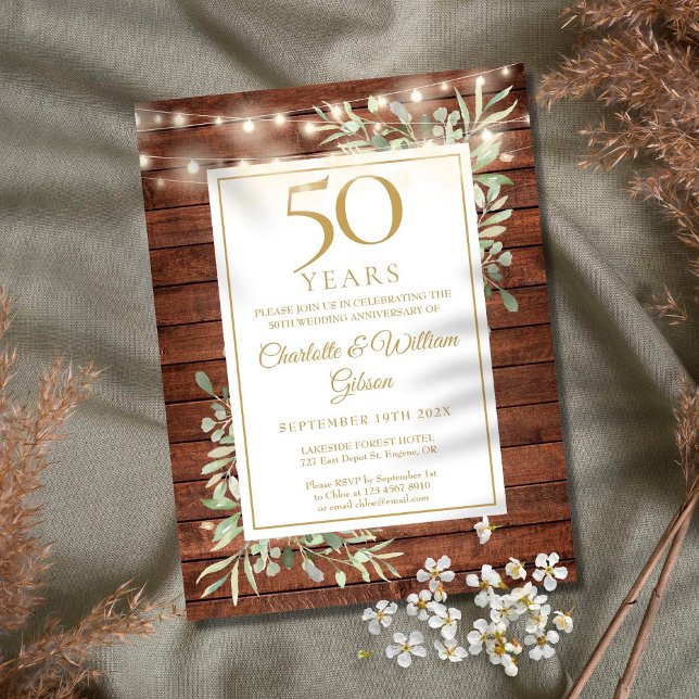 Invitación Cadena de 50 años ilumina la vegetación de madera (Subido por el creador)