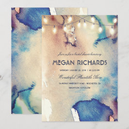 Invitación Cadena de acuarela Luces Beach Bridal Shower