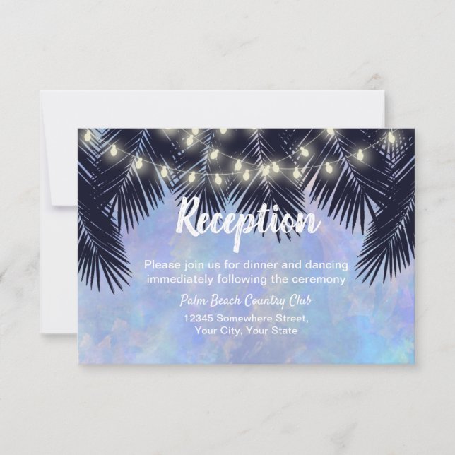 Invitación Cadena de árbol de palmeras de playa Ilumina recep (Anverso)