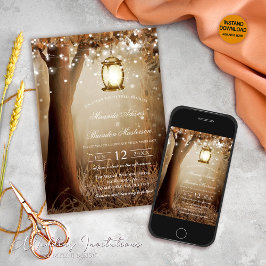 Invitación Cadena de árboles madereros personalizados enciend