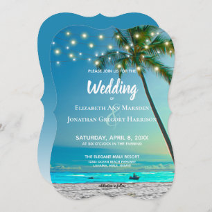 Invitación Cadena de bodas de destino de playa ilumina palmas