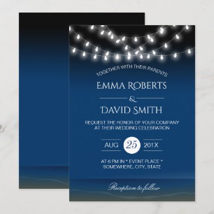 Invitación Cadena de bodas de playa Luces Noche de Verano Bri