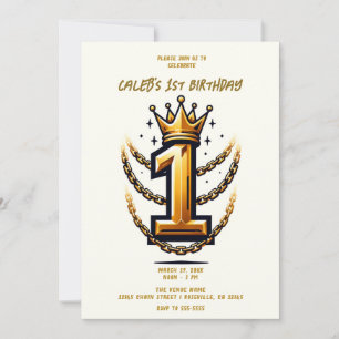Invitación Cadena de Corona de Oro Drip 1 #1 Fiesta de Cumple
