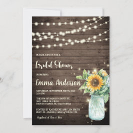 Invitación Cadena de girasol de madera rústica ilumina ducha