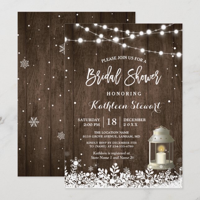 Invitación Cadena de linterna blanca ilumina ducha de novia e (Anverso / Reverso)
