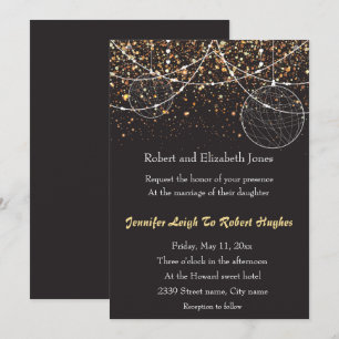 Invitación Cadena de luces Boda de Confetti de oro