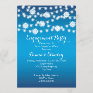 Invitación Cadena de luces copos de nieve compromiso boda