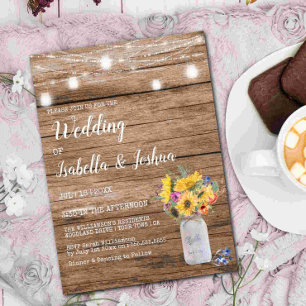 Invitación Cadena de luces   Mason Jar Boda
