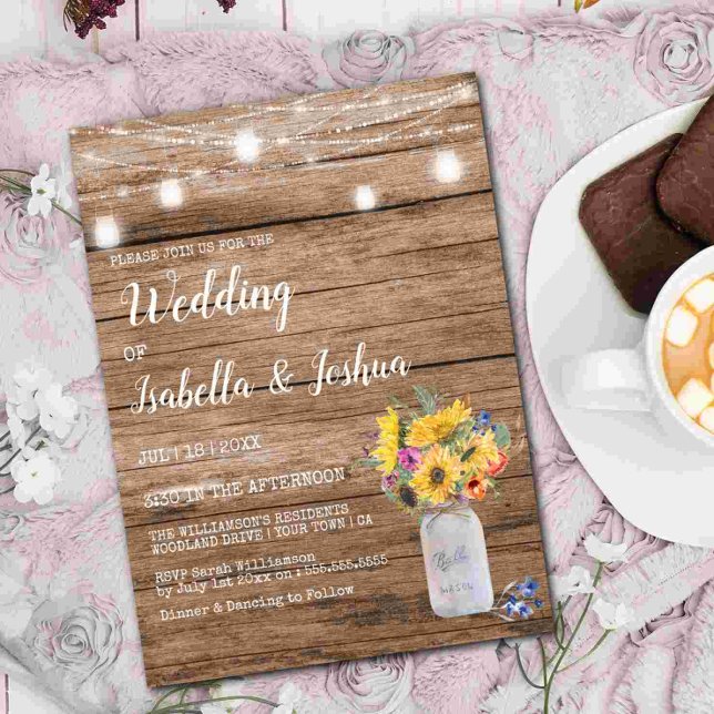 Invitación Cadena de luces | Mason Jar Boda (Subido por el creador)
