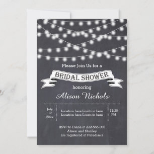 Invitación Cadena de luces y pancarta boda ducha de novia