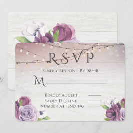 Invitación Cadena De Madera De Luces Peony Wedding RSVP