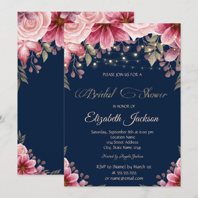 Invitación Cadena de moda ilumina la ducha azul de la Marina  (Anverso / Reverso)