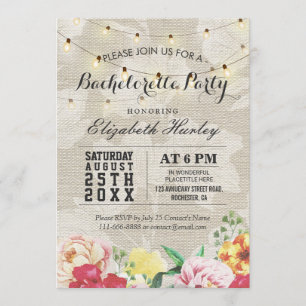 Invitación Cadena de moda Ilumina Linen Floral Bachelorette P