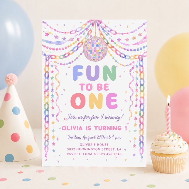 Invitación Cadena de papel Disco Diversión Cumpleaños 1 (Subido por el creador)