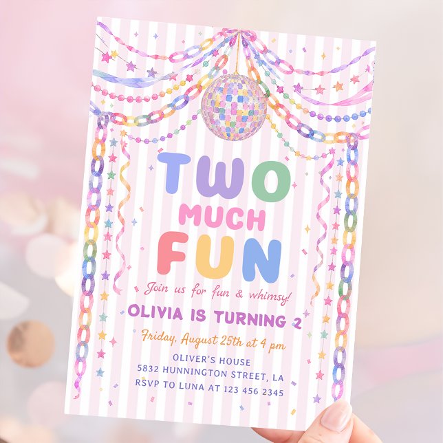 Invitación Cadena de papel pastel Disco Dos Mucho Diversión C (Subido por el creador)